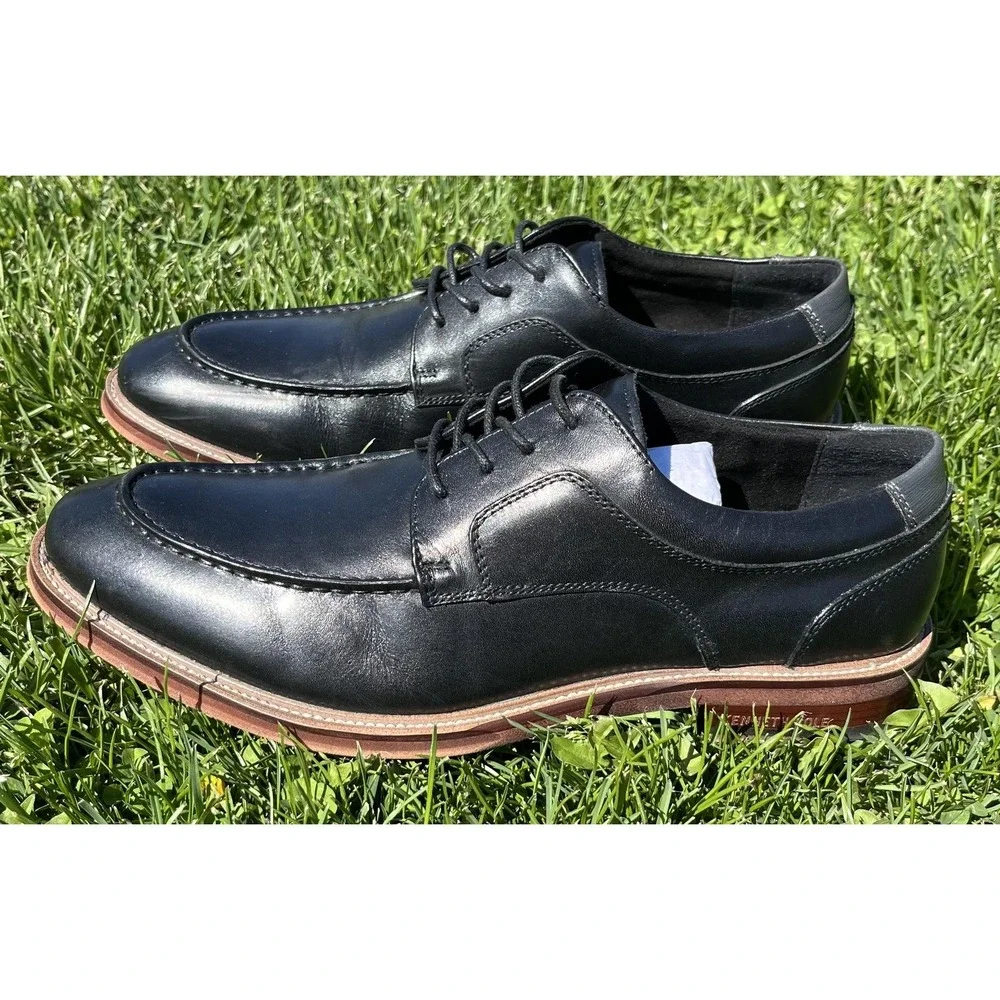 Kenneth Cole Marc Lace Up‎ MT Shoes Mens Size 9.5 Black Leather Dress Derby